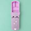 Lilac Meow & Knit Deluxe Knitting Notions Organiser with a cat face and a pull-out tray with compartments