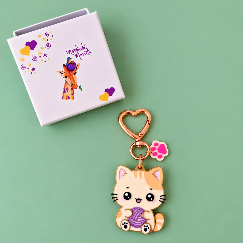 Meow & Knit Kitten Keyring - Image 3